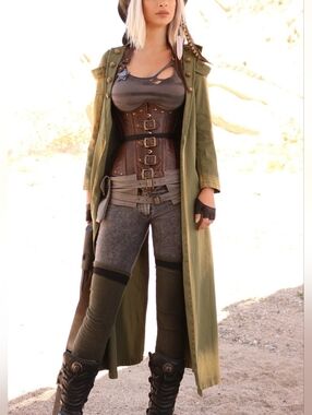 DraculaClothing Western Duster Jacket Steampunk open long coat sz M / L